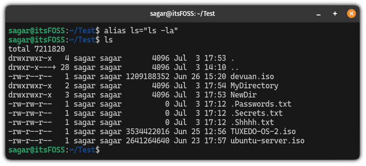 create-temporary-alias-for-the-ls-command