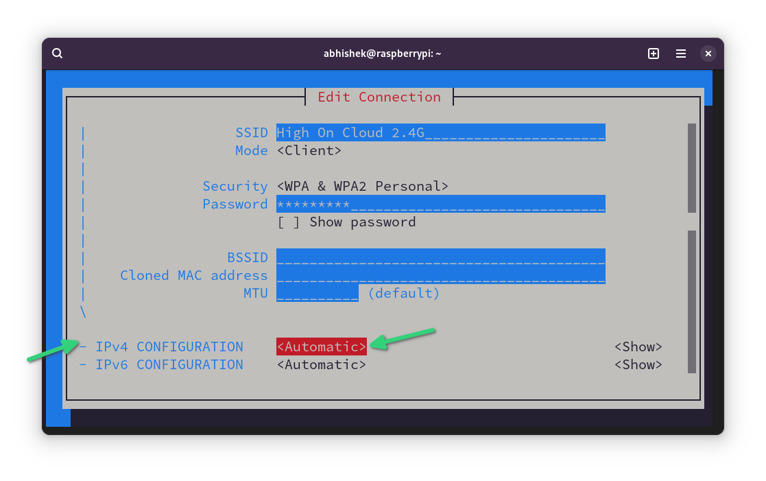更改IPv4配置