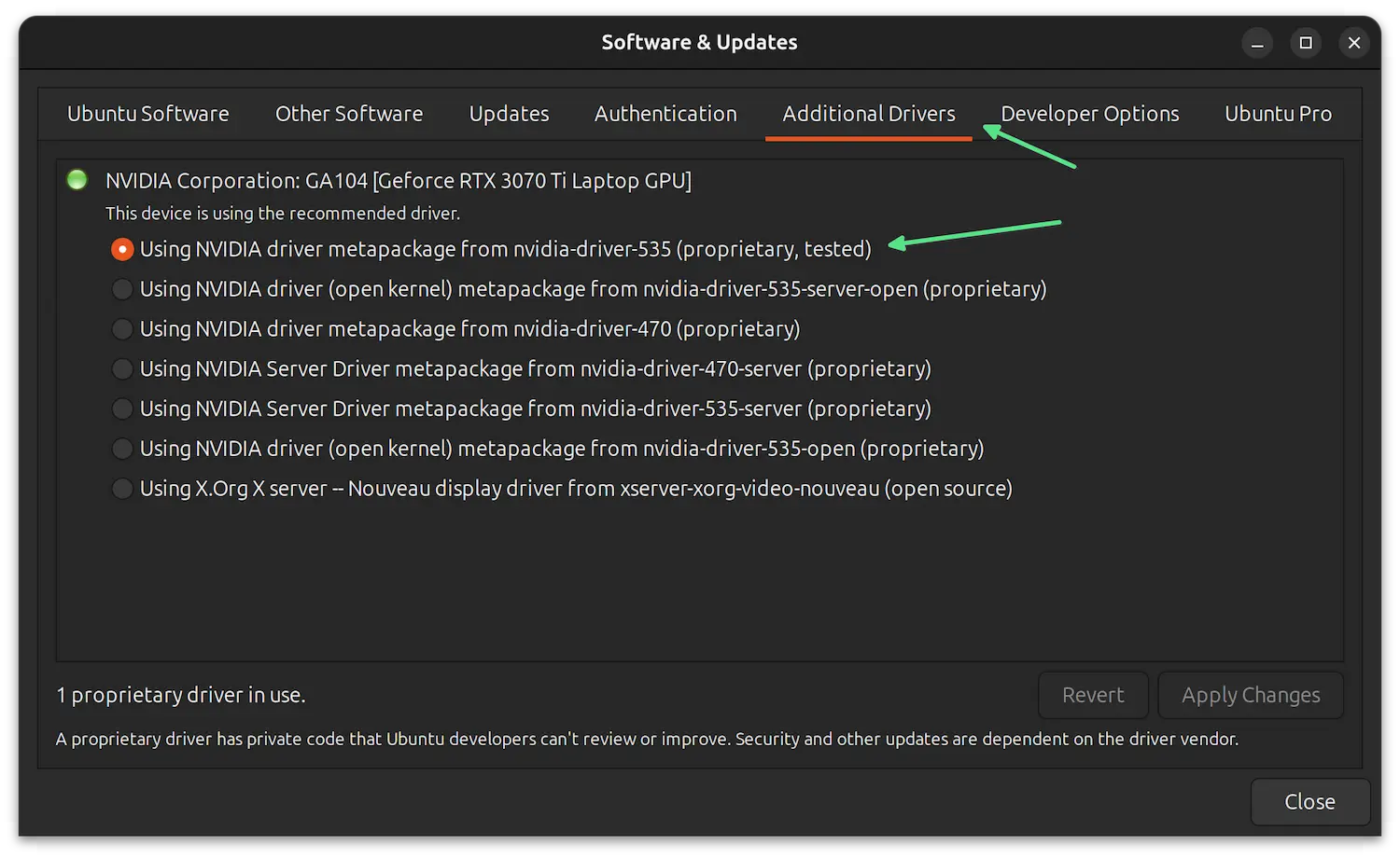 在 Ubuntu 中使用专有的 Nvidia 驱动程序