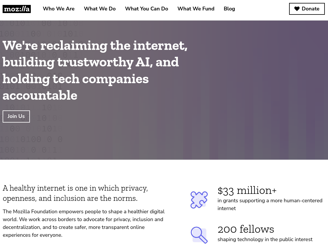 Mozilla 基金会主页的一个截图